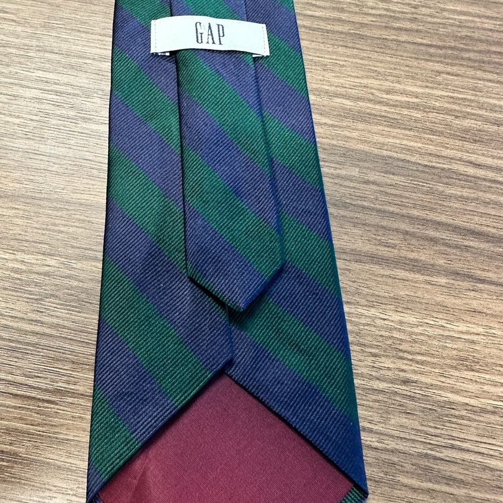 Gap 100% Silk Tie, Green and Navy Blue
